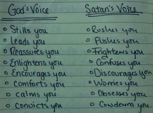 God's voice versus Satan's voice