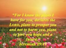 Jeremiah 29,11 - for I know the plans I have for you...